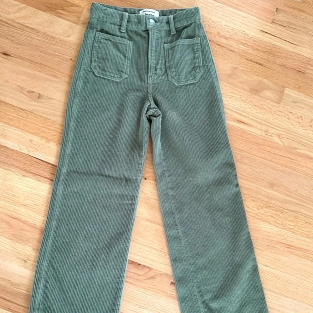 Reformation Alyssa Army Green Corduroy Boot Cut Pants - Picture 6 of 10